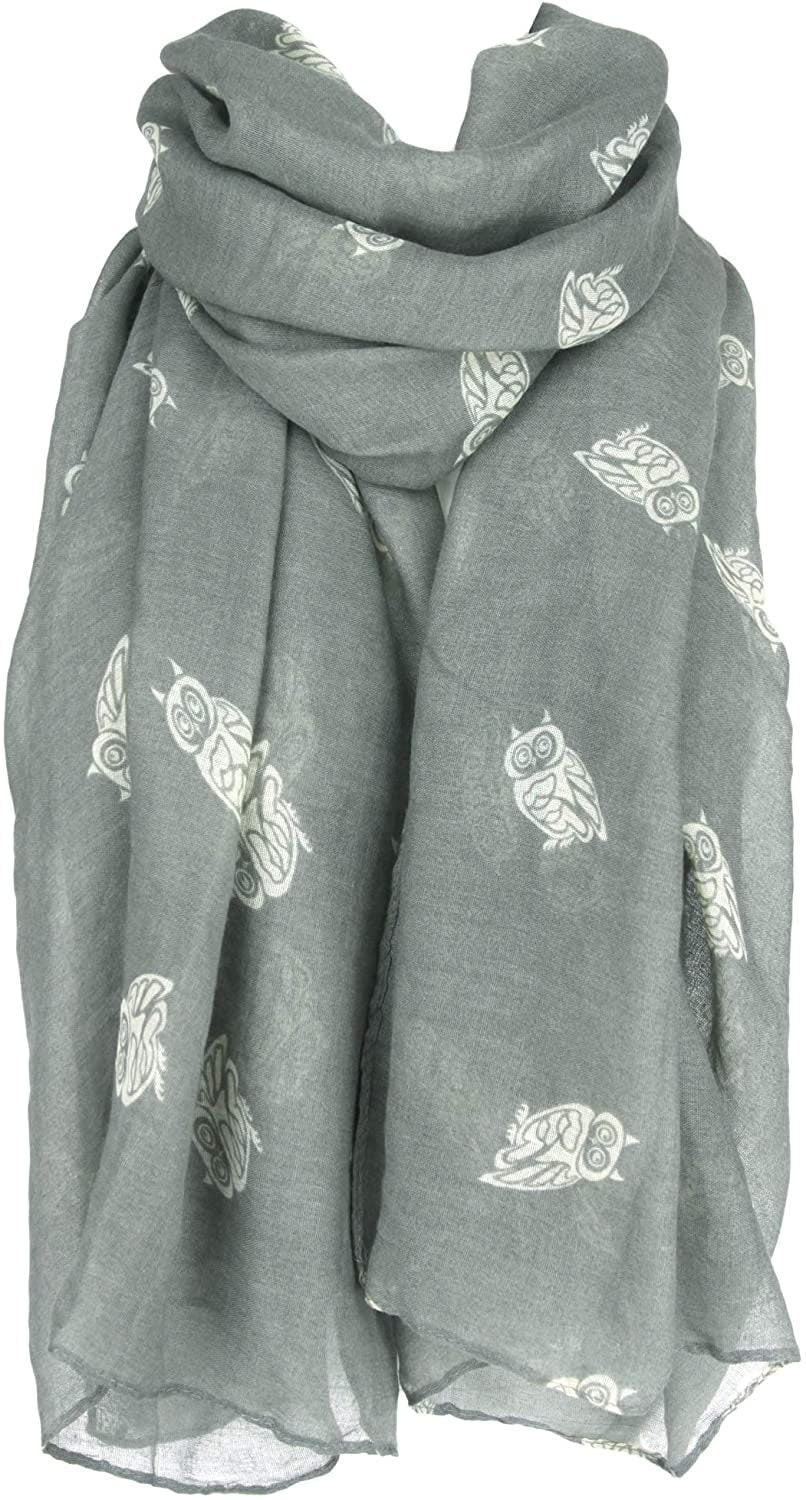 World of Shawls Ladies Women's Owl on Branch Print Scarf Wraps Shawl Maxi Soft Scarves