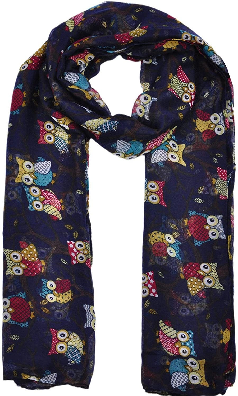 World of Shawls Ladies Women's Owl on Branch Print Scarf Wraps Shawl Maxi Soft Scarves