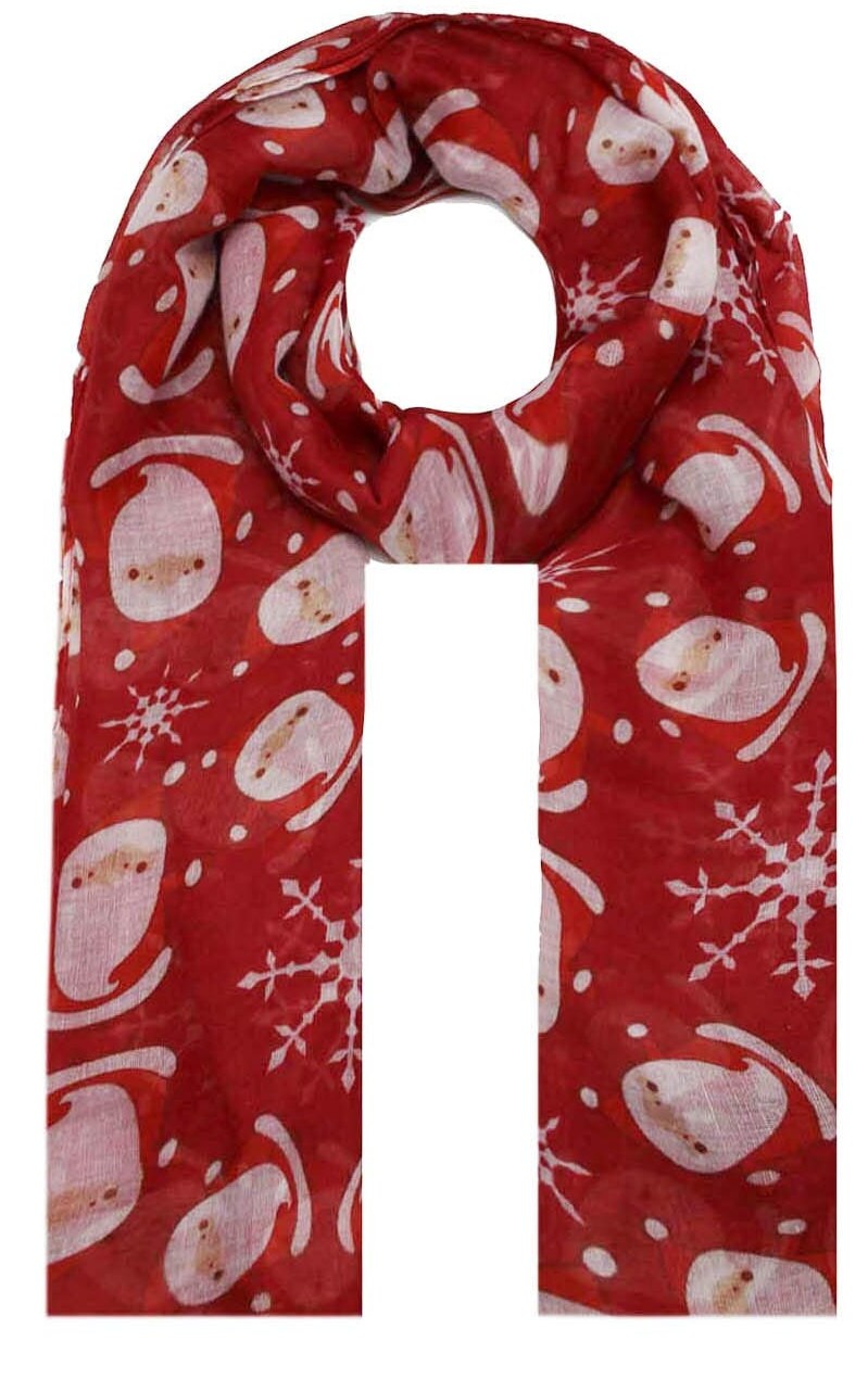 Women Ladies Unisex Christmas Santa Claus Snow Flake Print Scarf Wrap Soft Long Large Light