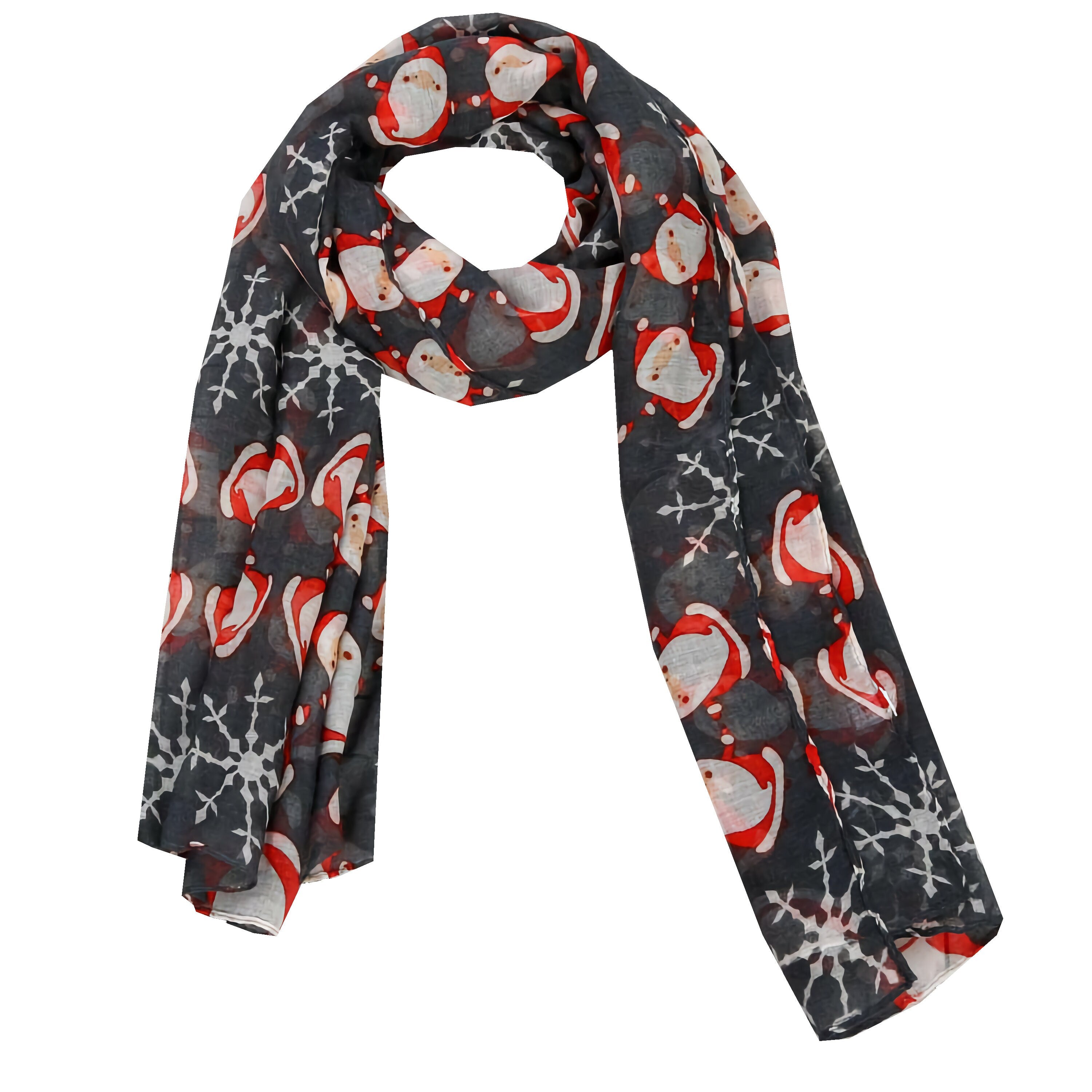 Women Ladies Unisex Christmas Santa Claus Snow Flake Print Scarf Wrap Soft Long Large Light