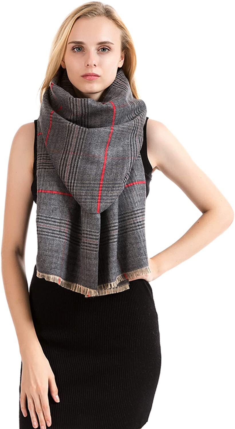 NEW Classic Reversible Plaid Tartan Look Shawl Wrap Blanket Scarf for Women - Warm Soft Cosy UNISEX
