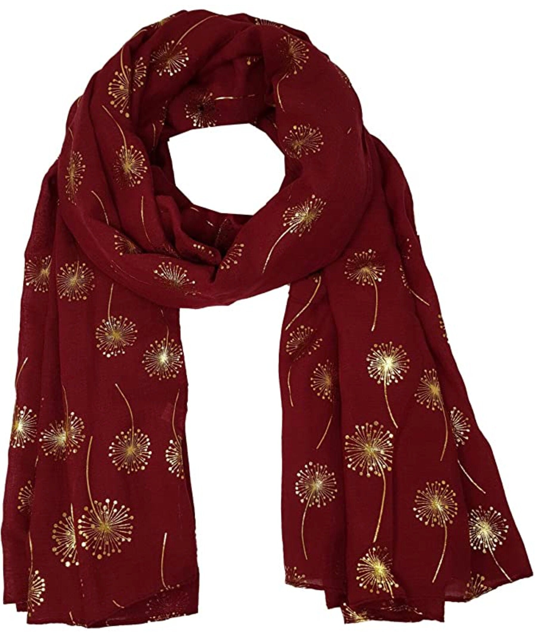 Dandelion New Ladies Women Glitter Foil Sparkle Print Scarf Scarves Christmas Gift