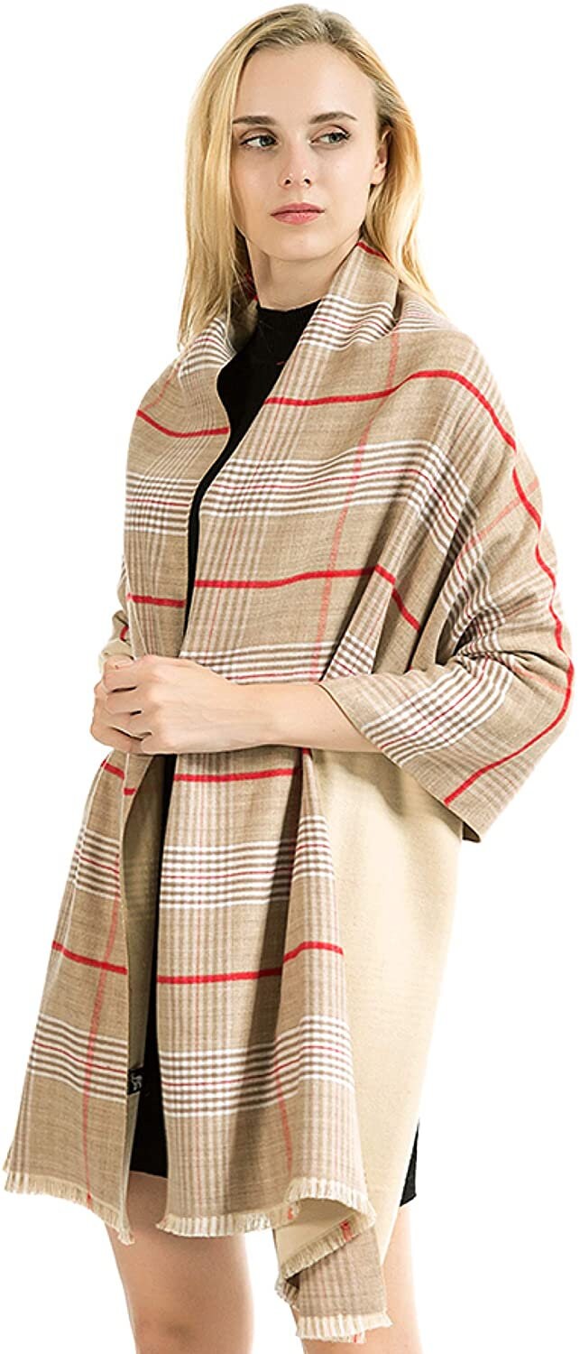 NEW Classic Reversible Plaid Tartan Look Shawl Wrap Blanket Scarf for Women - Warm Soft Cosy UNISEX