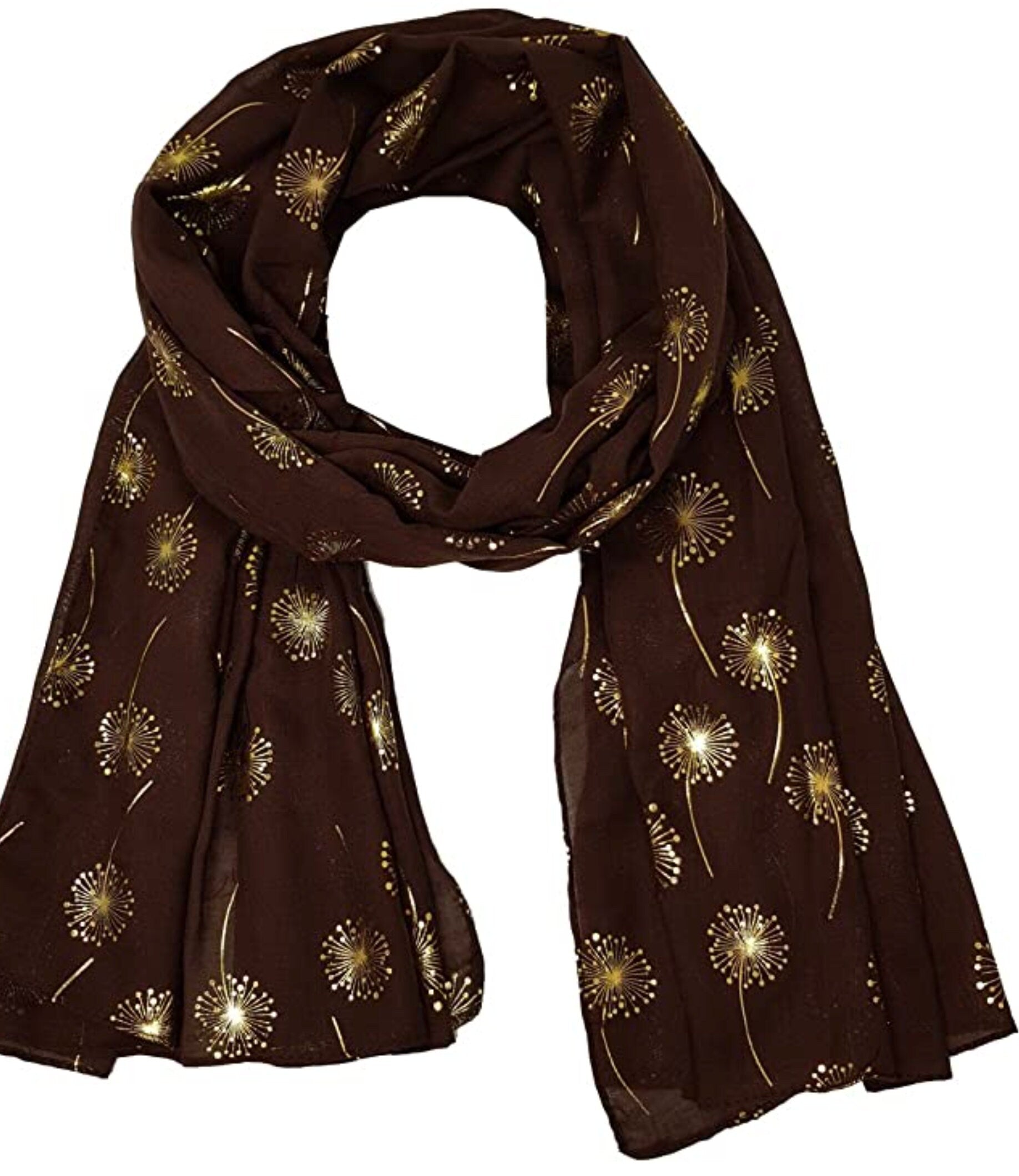 Dandelion New Ladies Women Glitter Foil Sparkle Print Scarf Scarves Christmas Gift