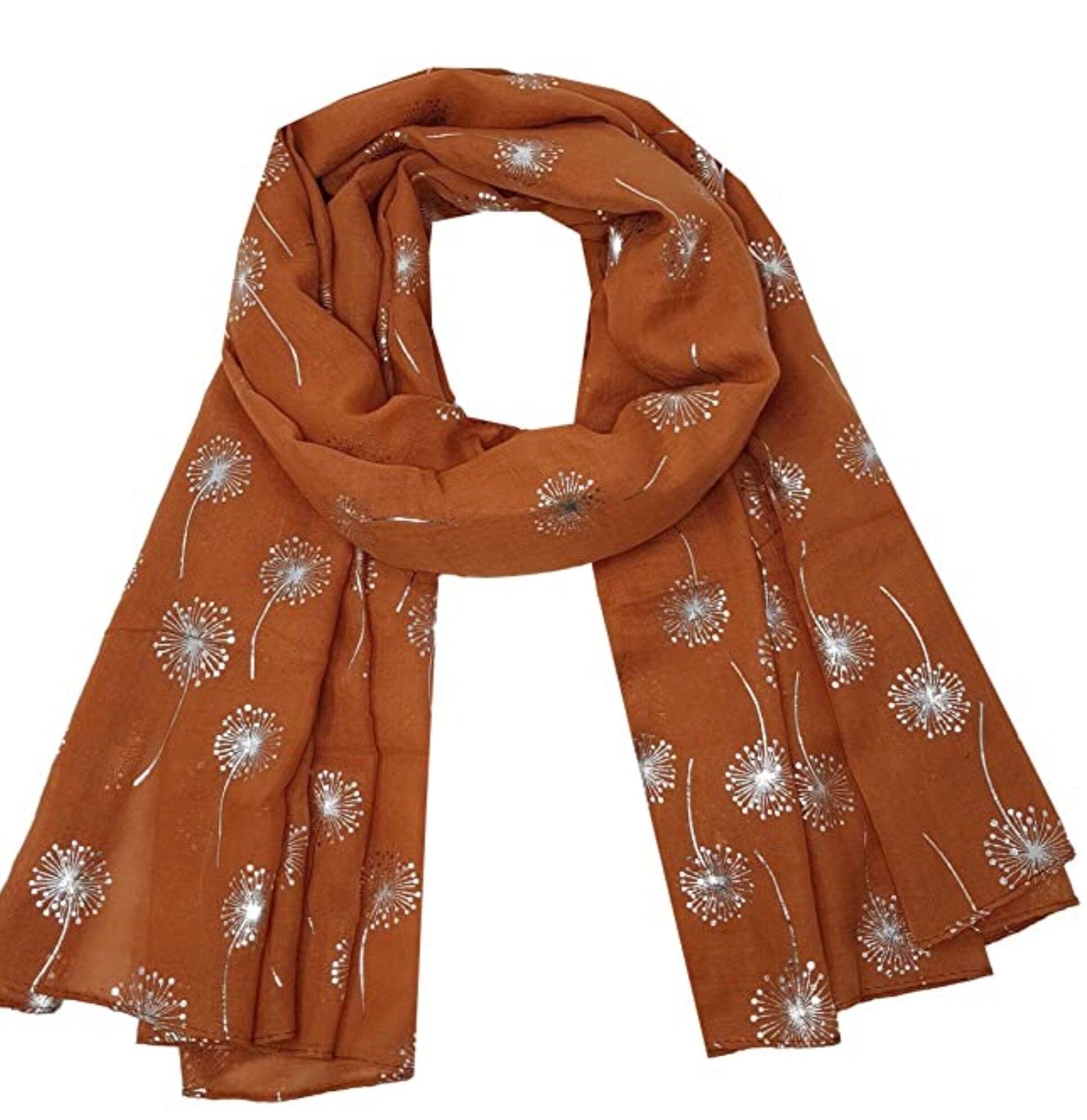 Dandelion New Ladies Women Glitter Foil Sparkle Print Scarf Scarves Christmas Gift
