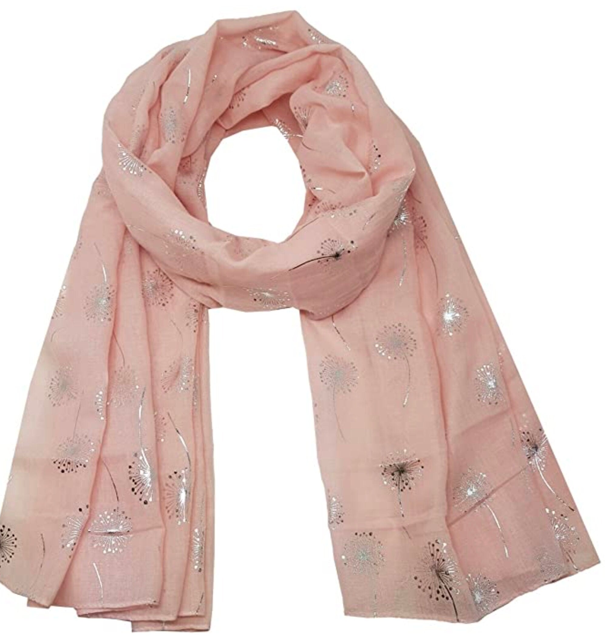 Dandelion New Ladies Women Glitter Foil Sparkle Print Scarf Scarves Christmas Gift