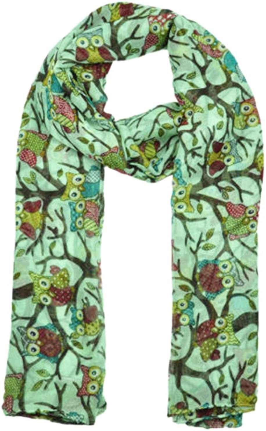 World of Shawls Ladies Women's Owl on Branch Print Scarf Wraps Shawl Maxi Soft Scarves