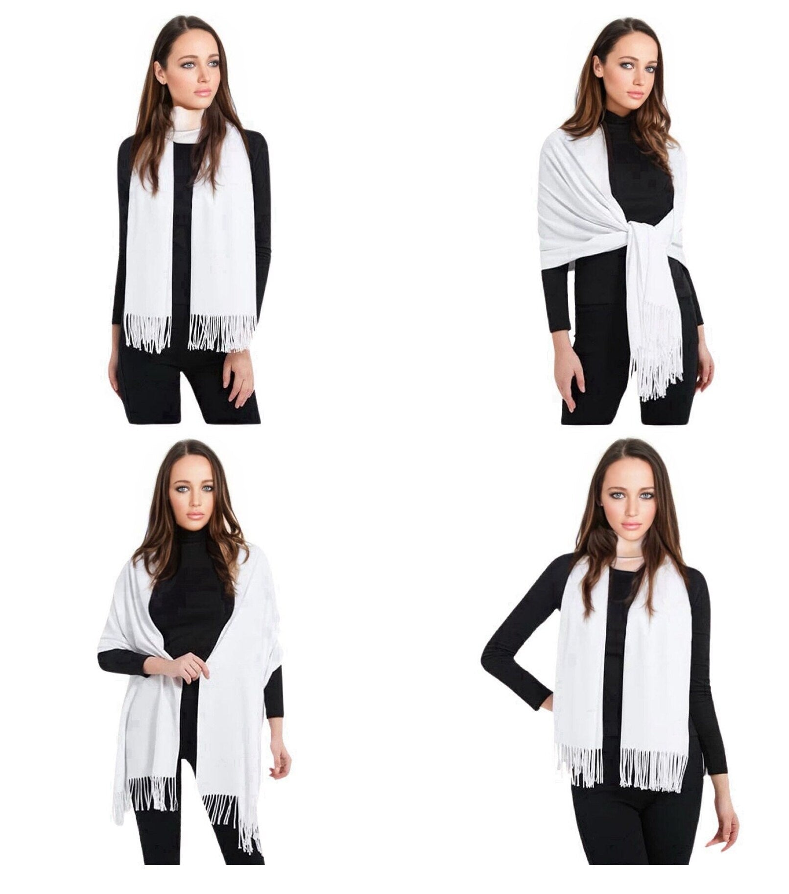 Ivory Winter Warm Cashmere Feel Wrap Blanket Shawl Scarf Warm Soft Cozy