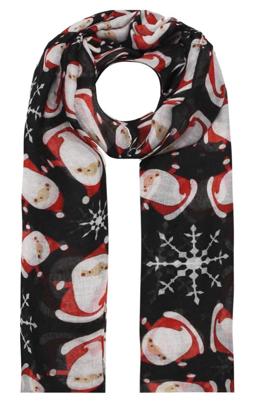 Women Ladies Unisex Christmas Santa Claus Snow Flake Print Scarf Wrap Soft Long Large Light