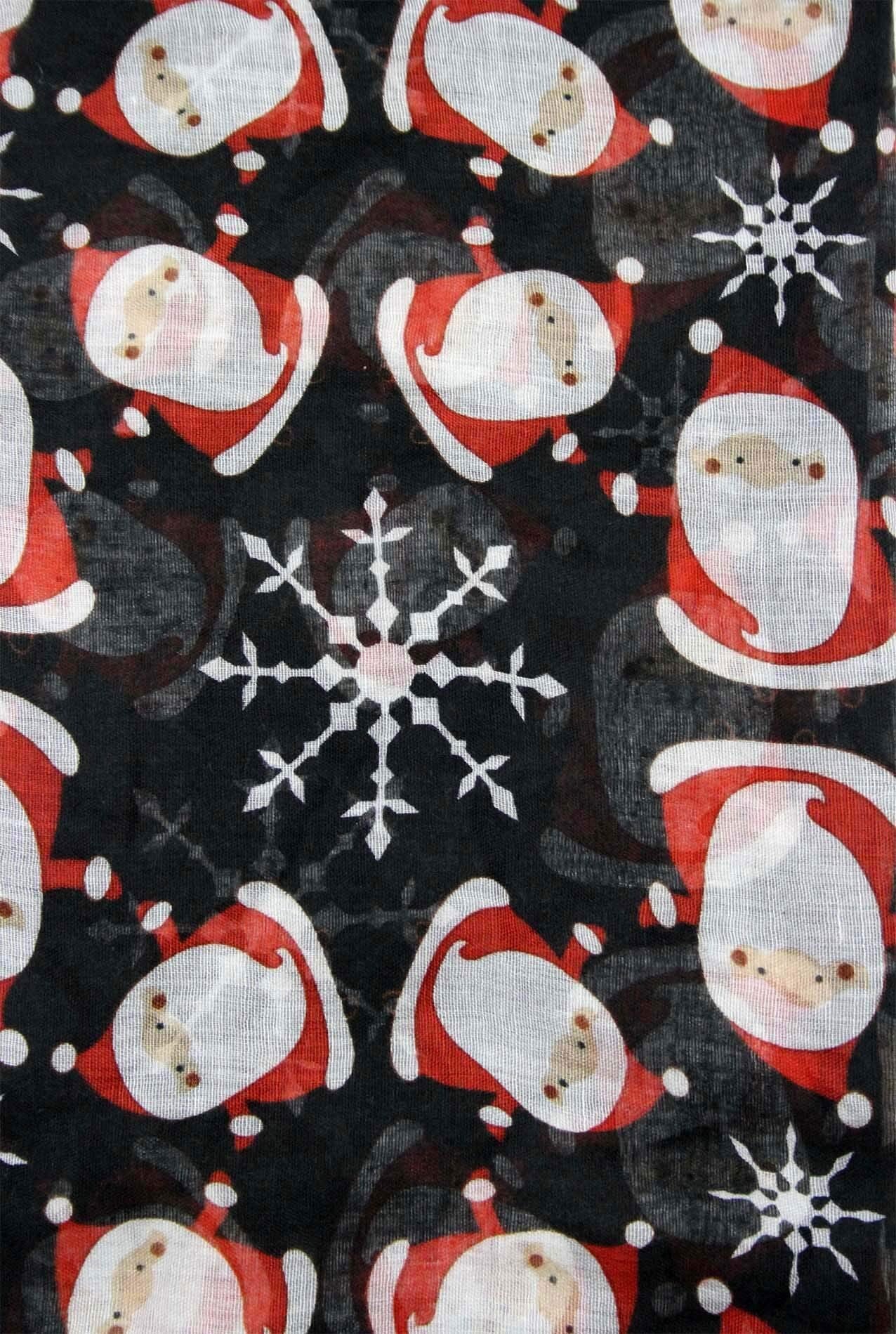 Women Ladies Unisex Christmas Santa Claus Snow Flake Print Scarf Wrap Soft Long Large Light