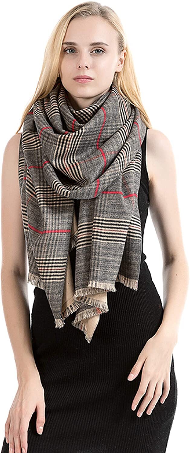 NEW Classic Reversible Plaid Tartan Look Shawl Wrap Blanket Scarf for Women - Warm Soft Cosy UNISEX