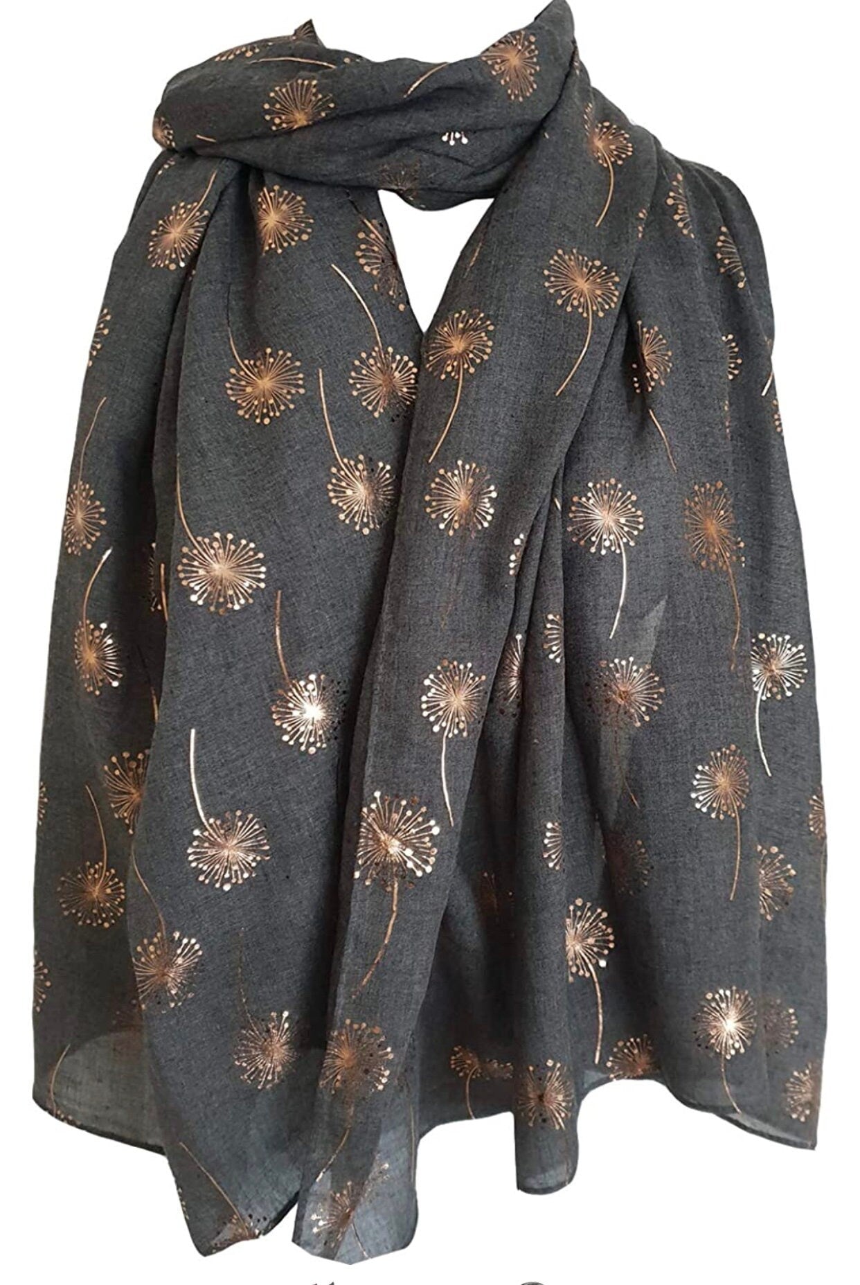 Dandelion New Ladies Women Glitter Foil Sparkle Print Scarf Scarves Christmas Gift